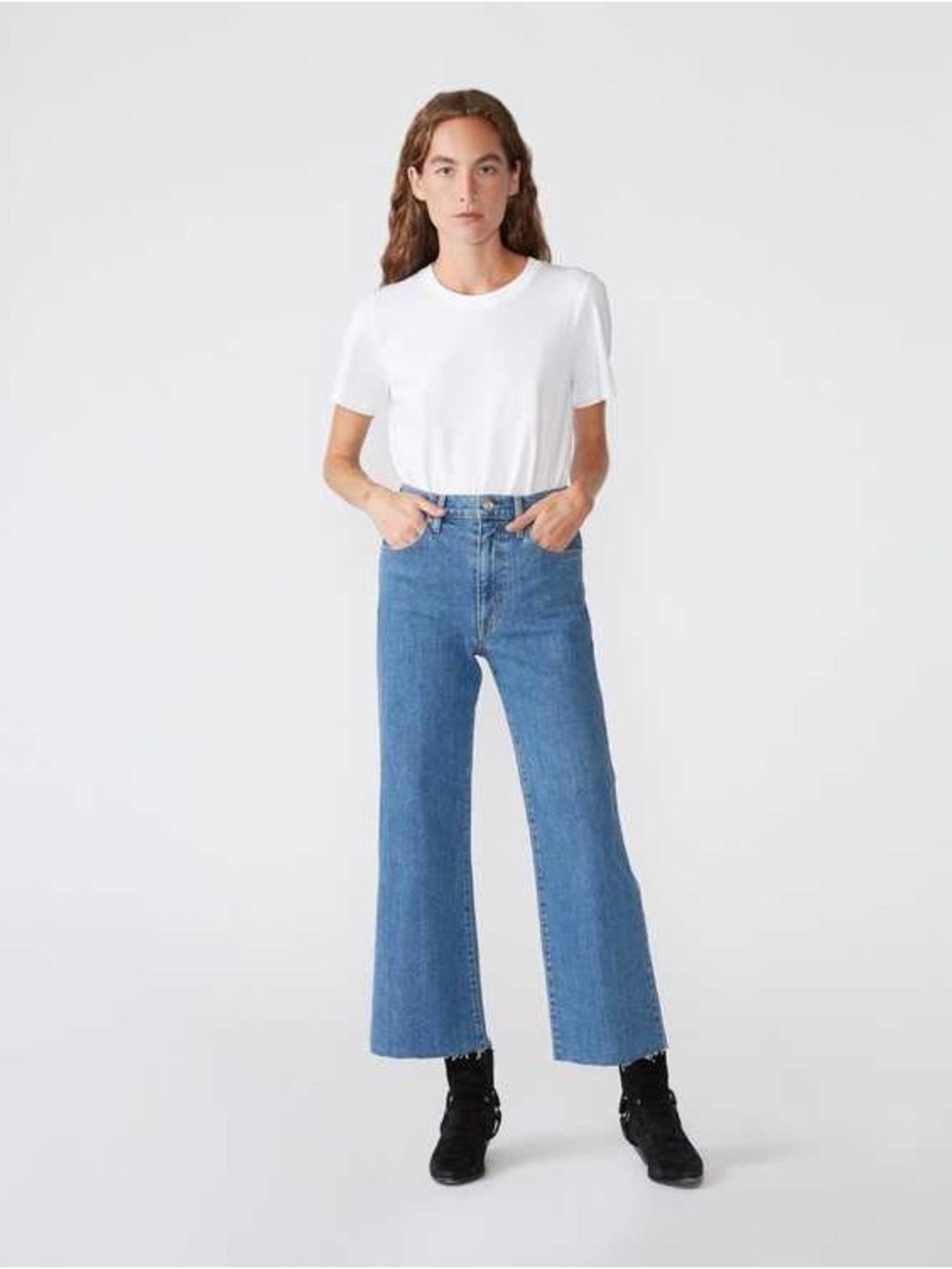 SLVRLAKE Grace High-Waisted Crop Jeans in Forever Blue, size 24